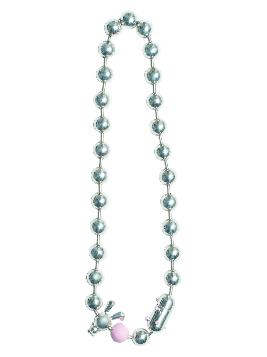 Pink Ball Chain Necklace NATASHA ZINKO