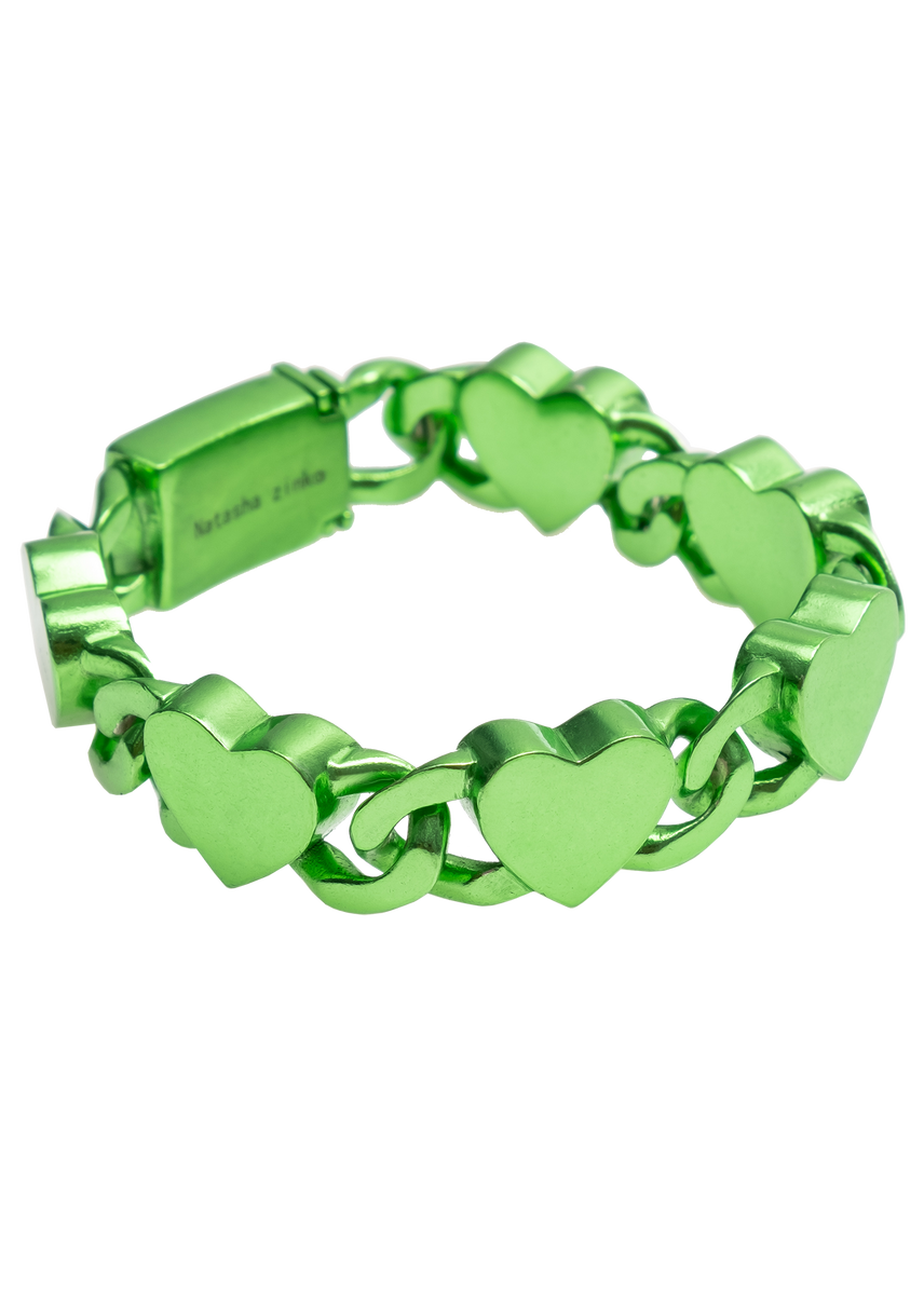 Natasha Zinko Heart Chain Bracelet - Green