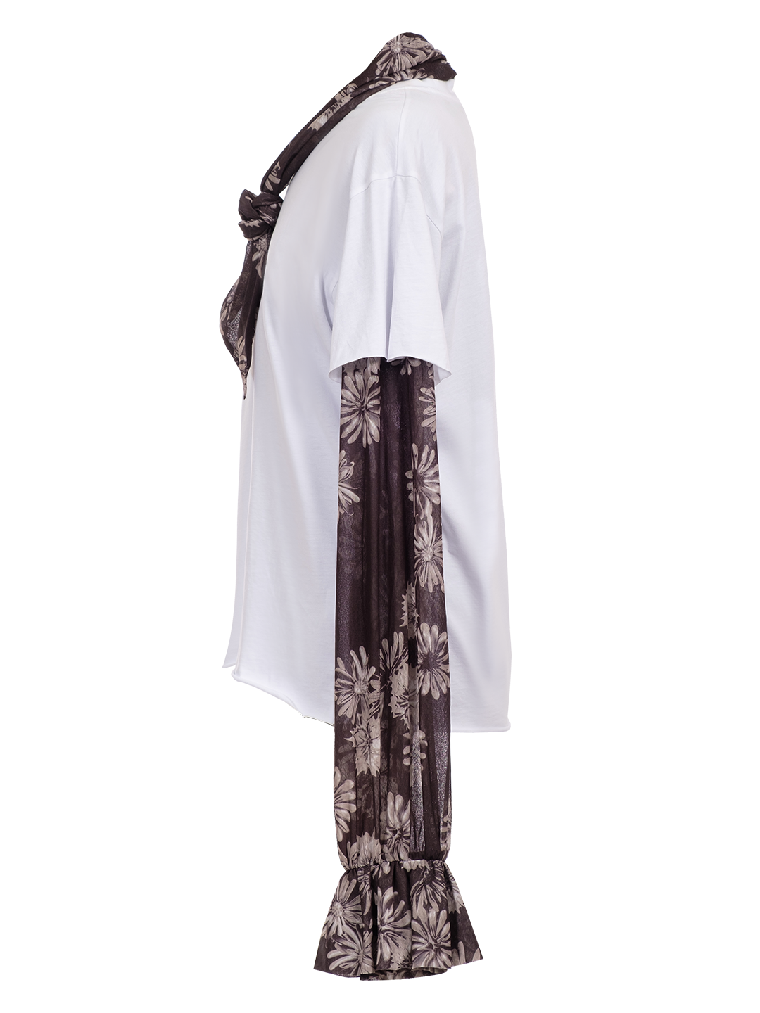 Combo Floral Print T-Shirt Pussy Bow Blouse