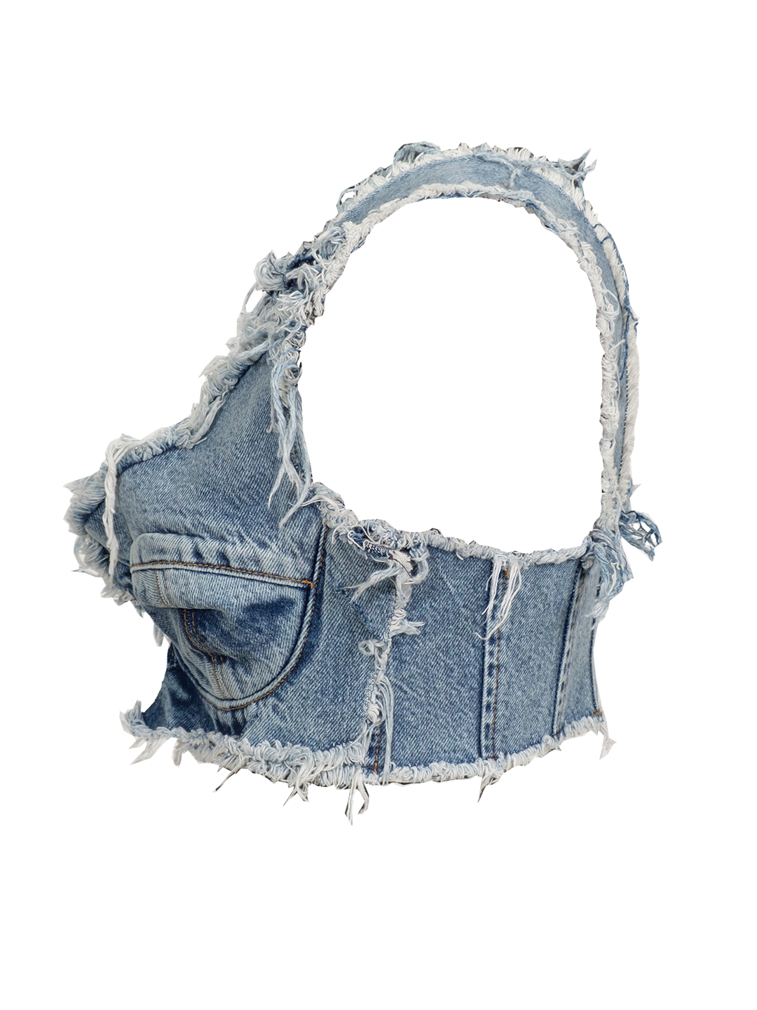 Distressed Denim Bra