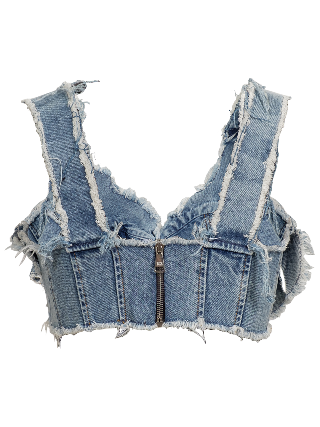 Distressed Denim Bra