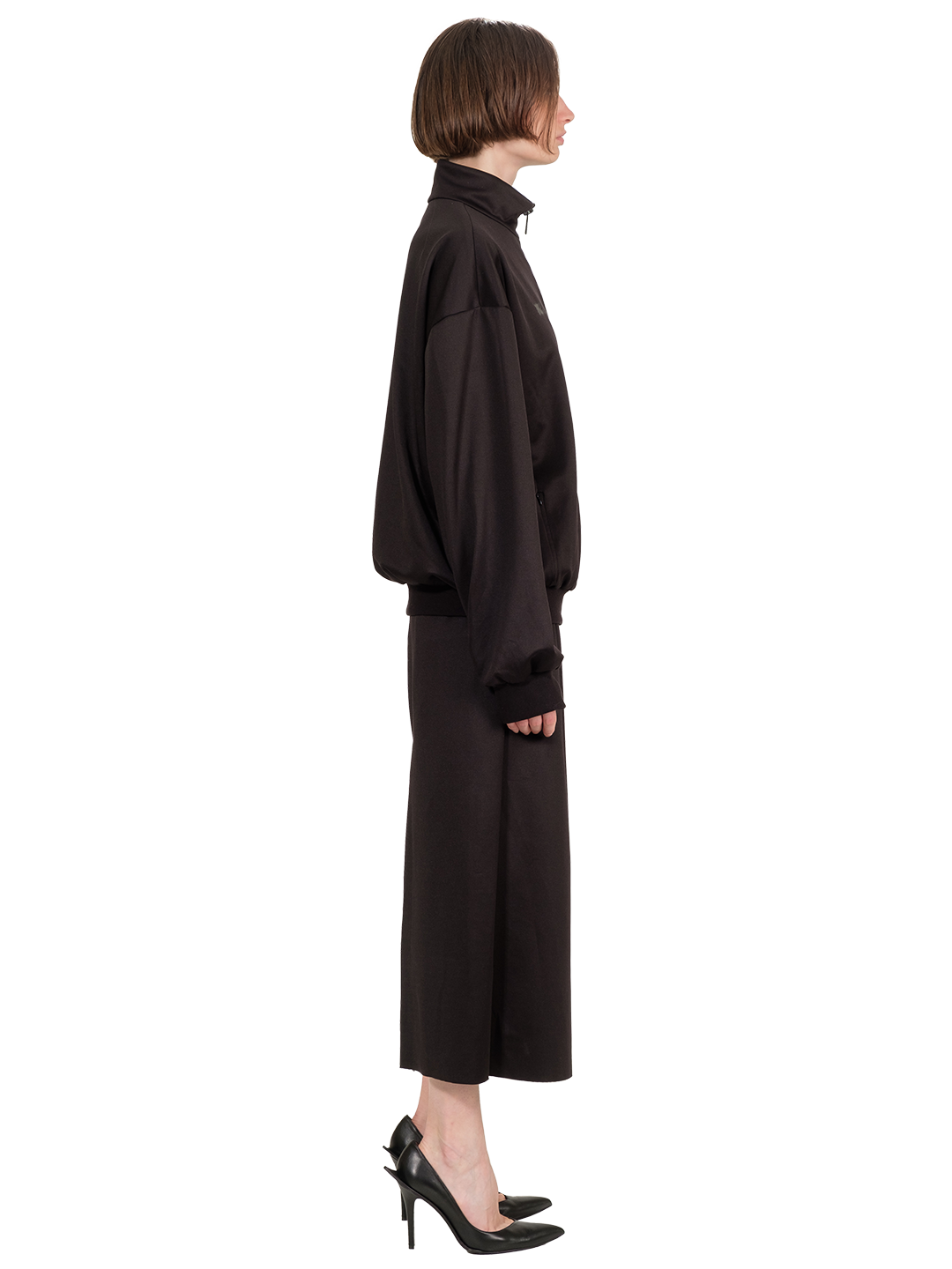 Techno Cotton Funnel Neck Zip Front Jacket