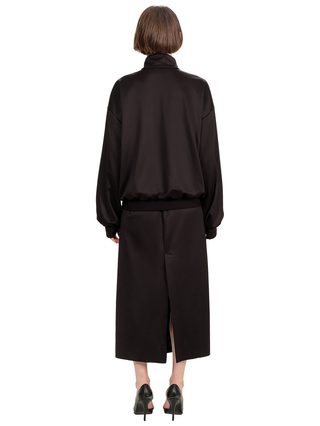 Techno Cotton Funnel Neck Zip Front Jacket