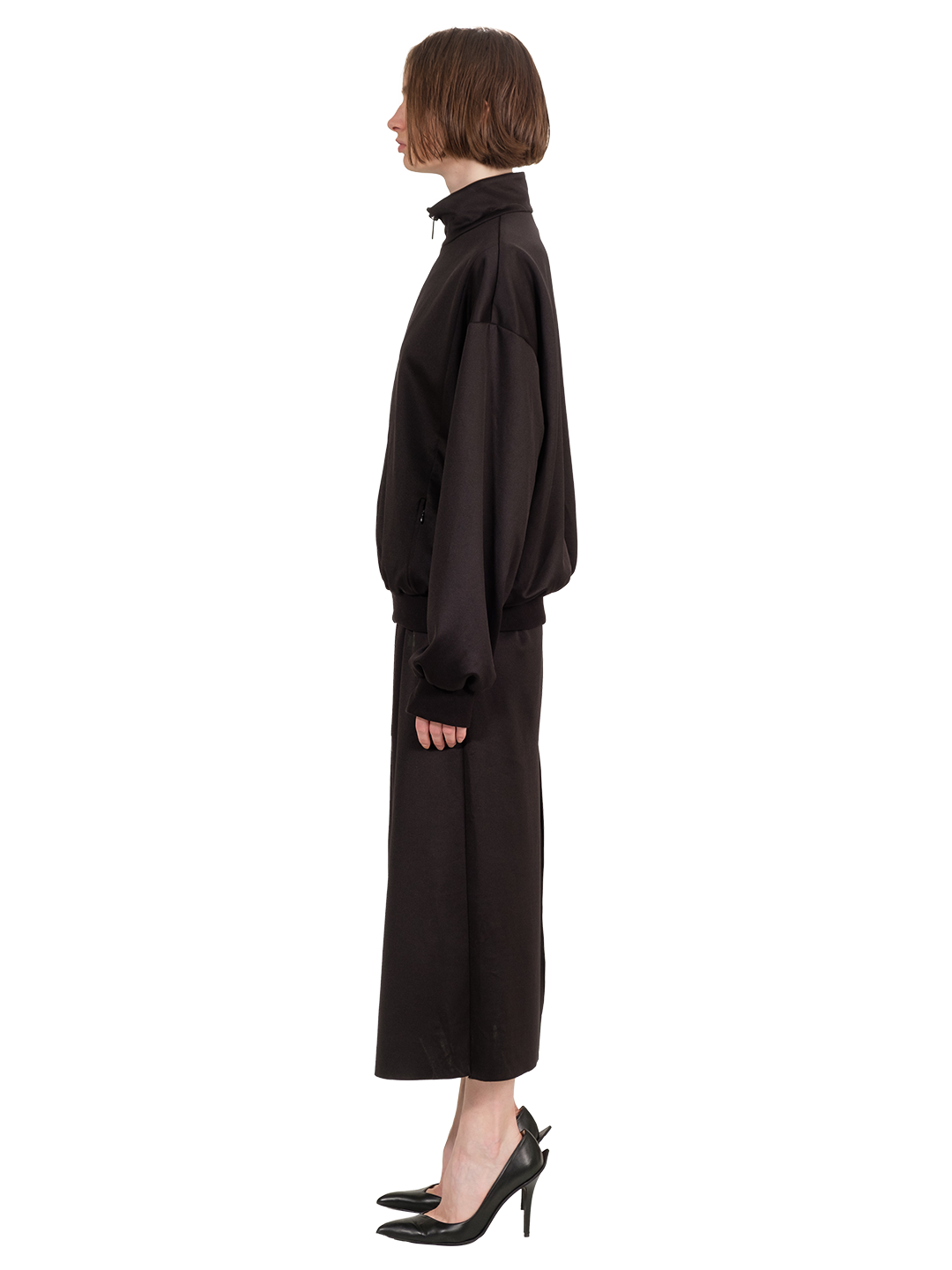 Techno Cotton Funnel Neck Zip Front Jacket