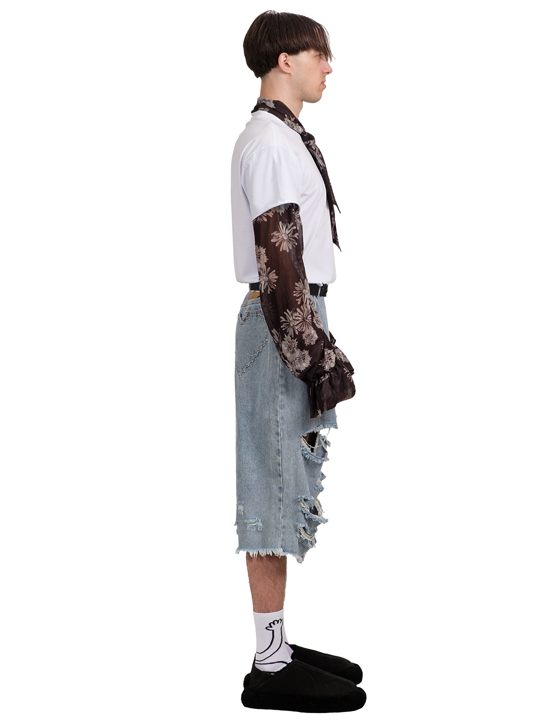 Combo Floral Print T-Shirt Pussy Bow Blouse