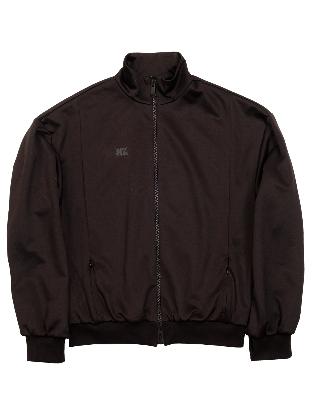 Techno Cotton Funnel Neck Zip Front Jacket