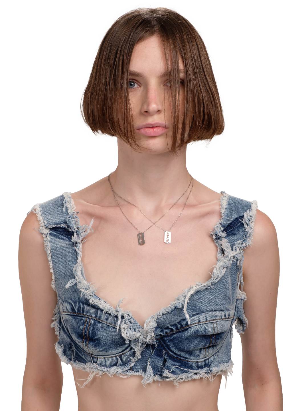 Distressed Denim Bra