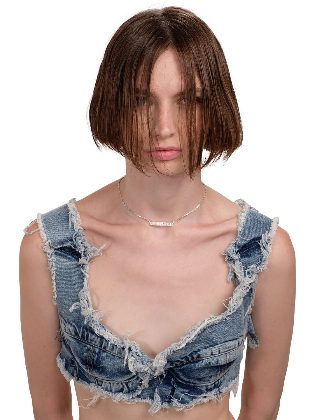 Distressed Denim Bra