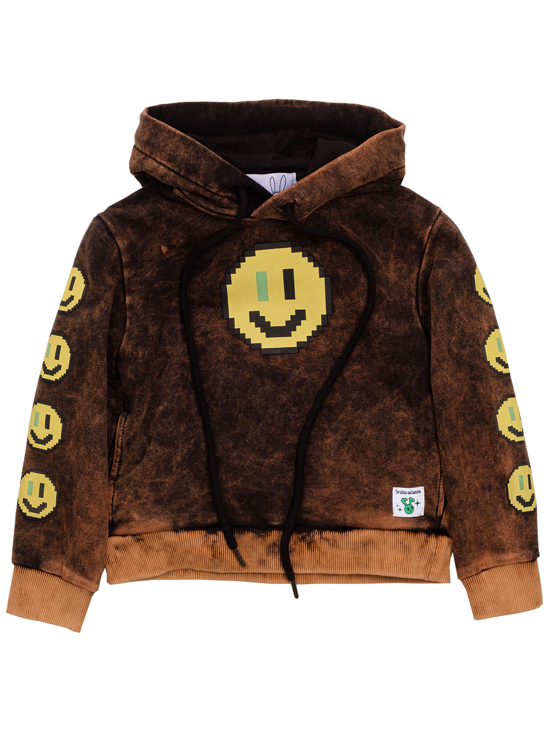 PIXEL SMILEY PRINT HOODIE