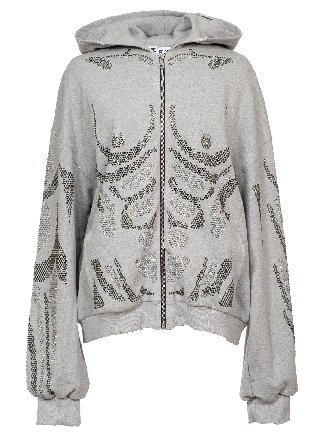 Rhinestones Zip-up Hoodie