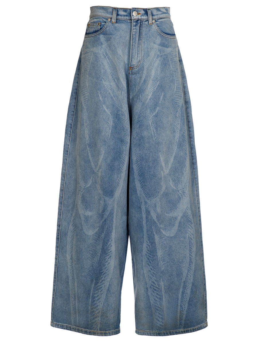 Jeans Natasha Zinko Taille Haute Droite - Taille 0 - Denim Imprimé - Neuf Avec étiquettes