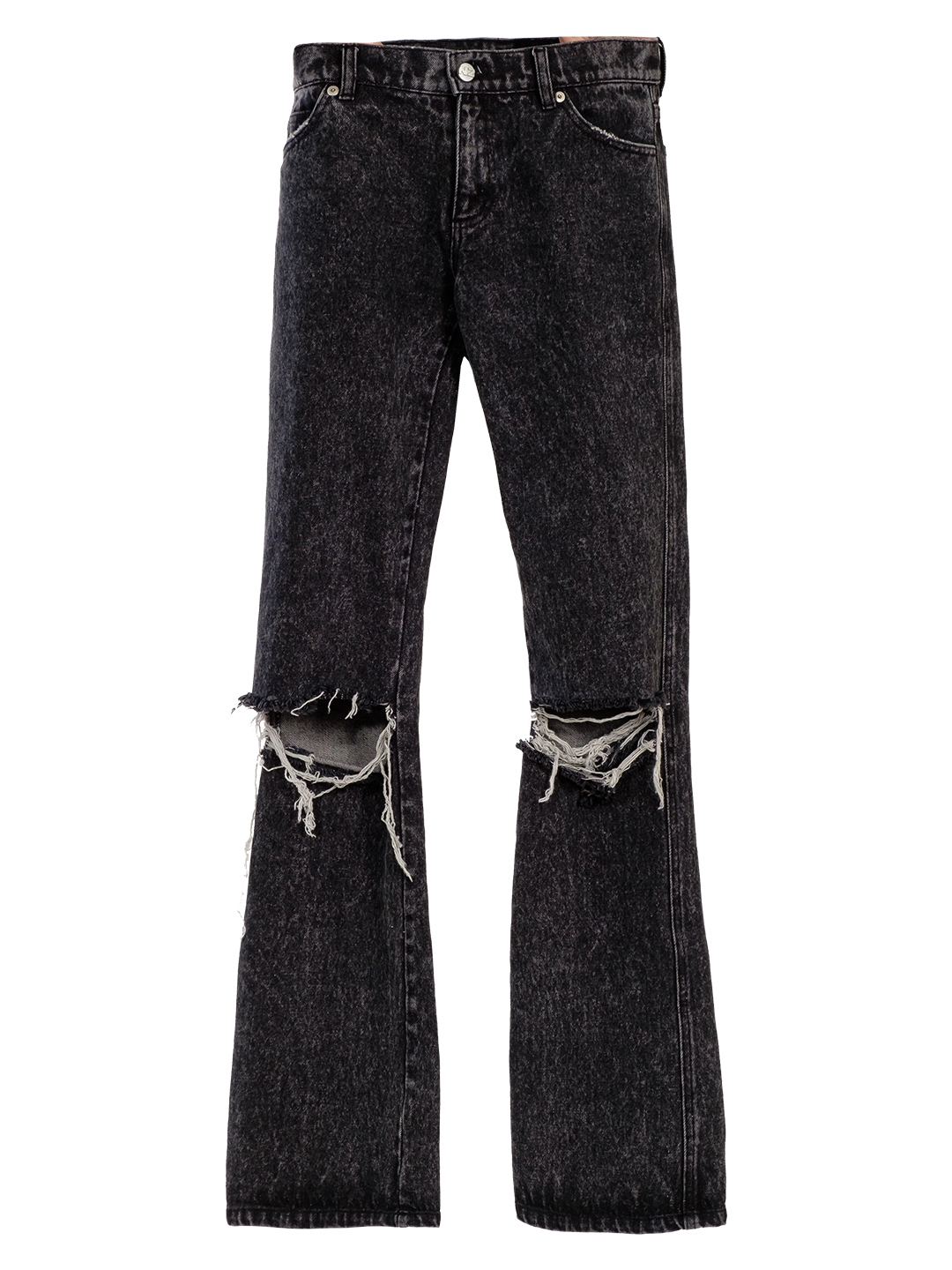 DISTRESSED KNEES FLARED JEANS
