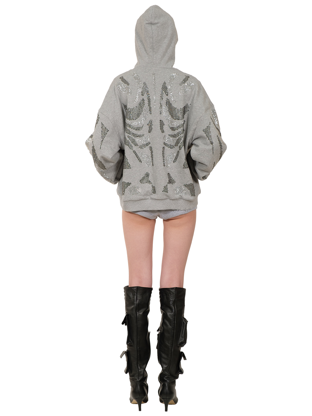Rhinestones Zip-up Hoodie