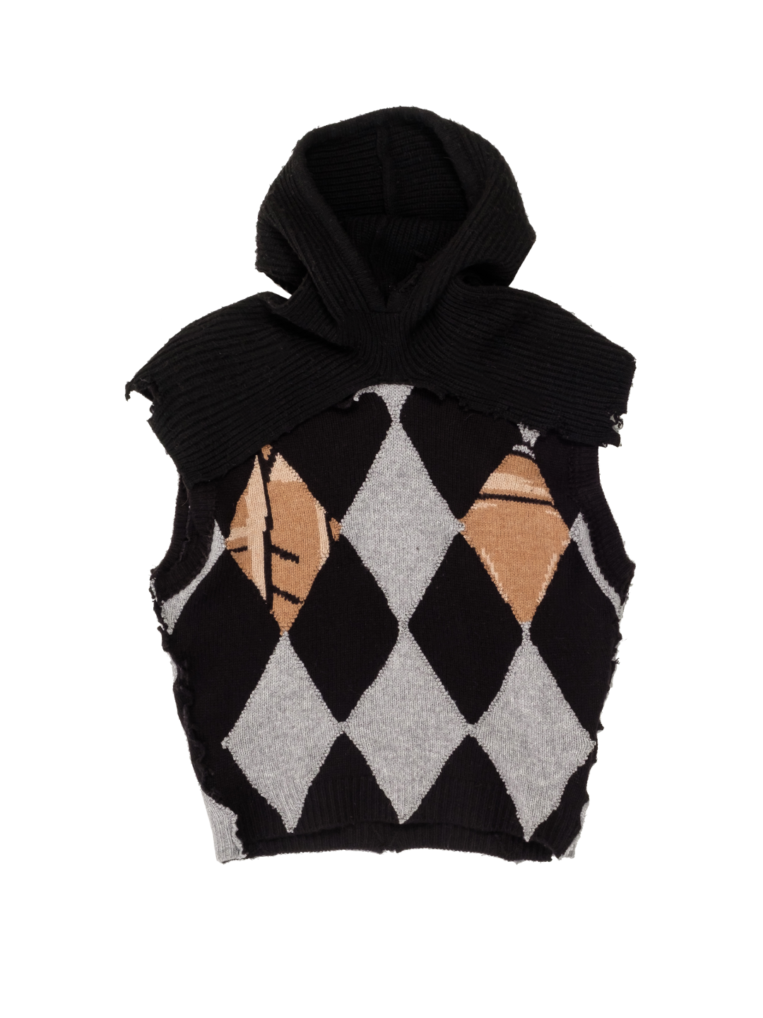 UPCYCLED ARGYLLE HOODED VEST