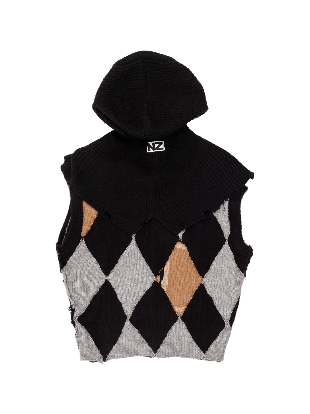 UPCYCLED ARGYLLE HOODED VEST