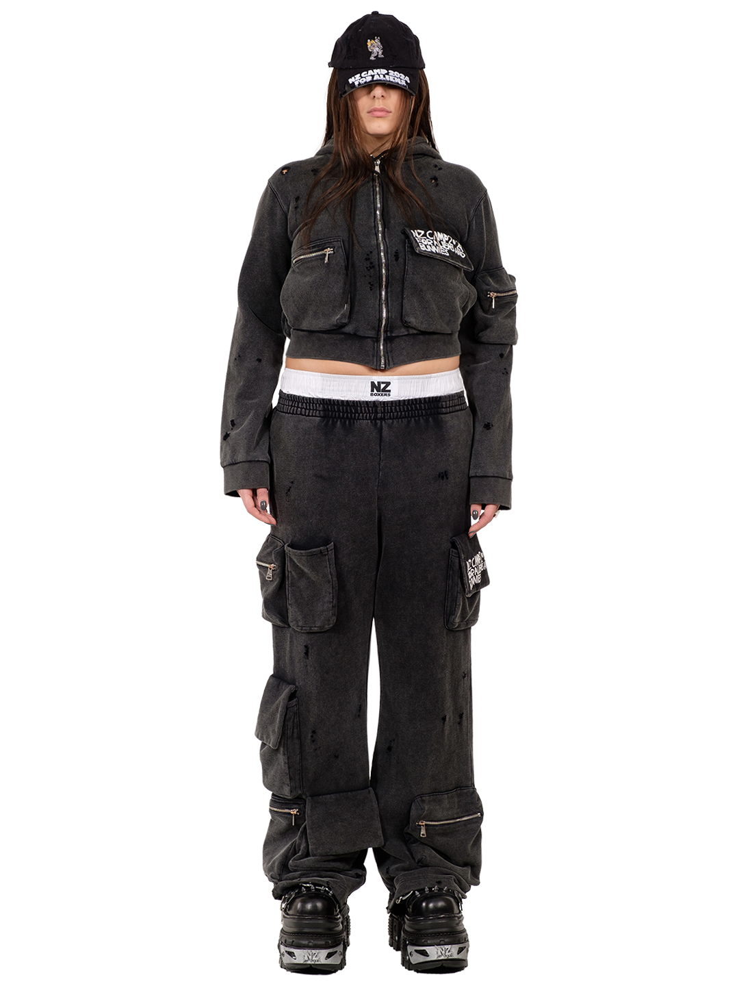 Camping Cropped Cargo Hoodie