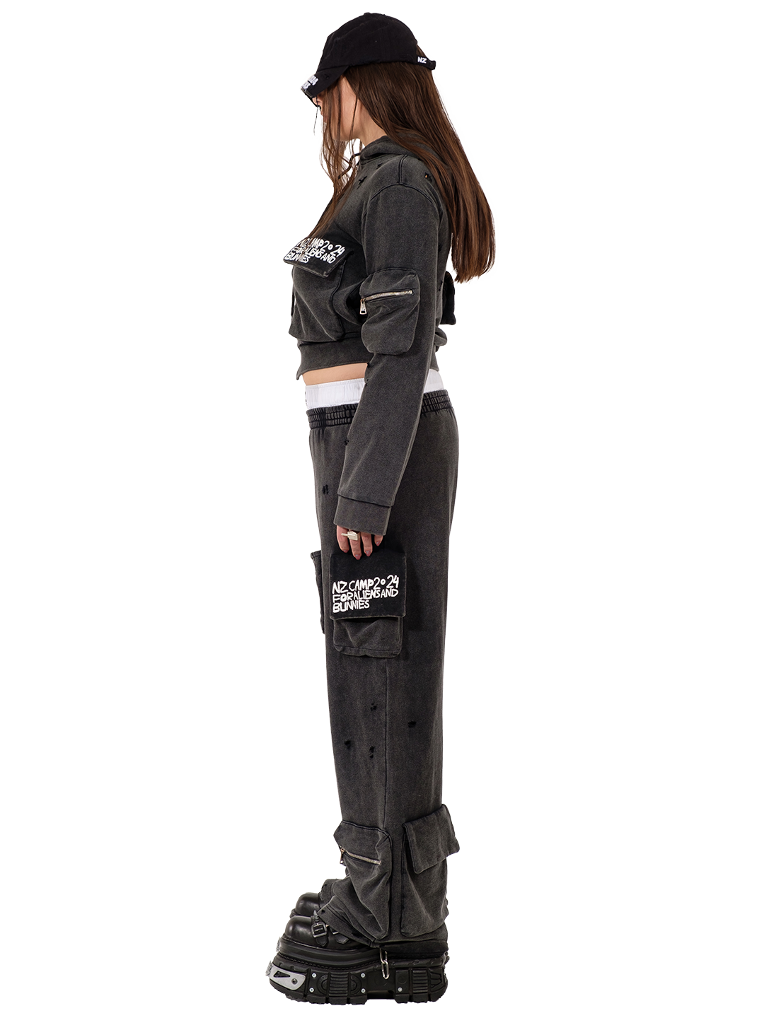 Camping Cropped Cargo Hoodie