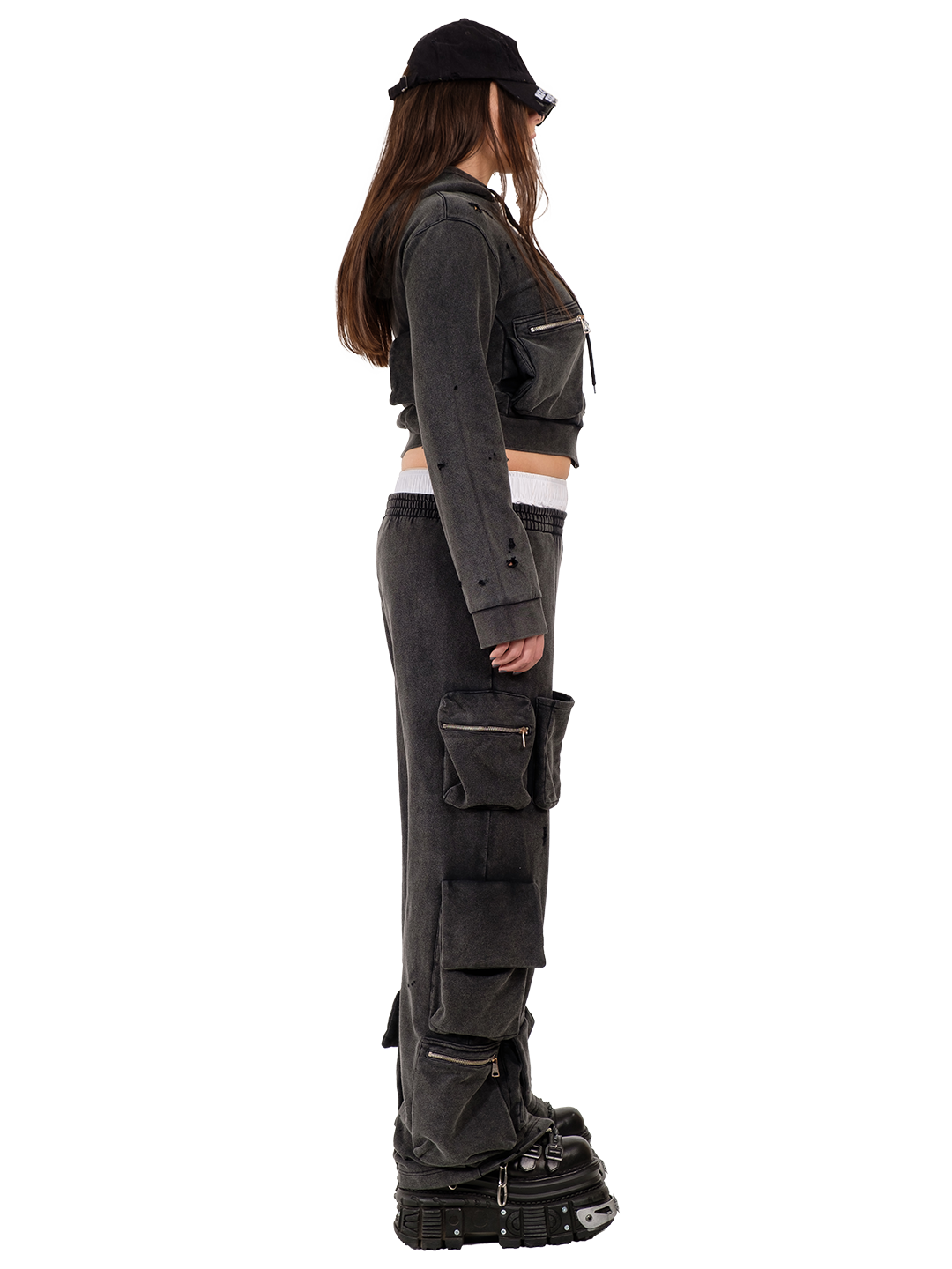 Camping Cropped Cargo Hoodie