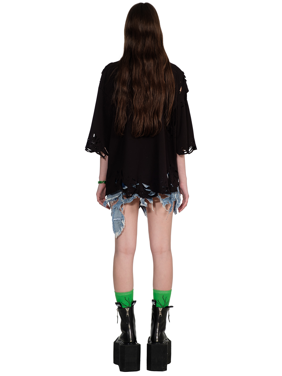 Destroyed Denim Skirt