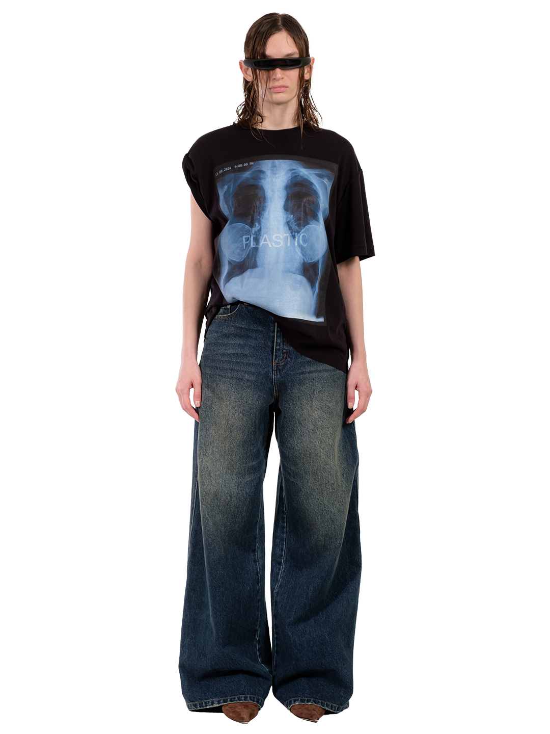 ONE SLEEVE SEXY T-SHIRT PLASTIC