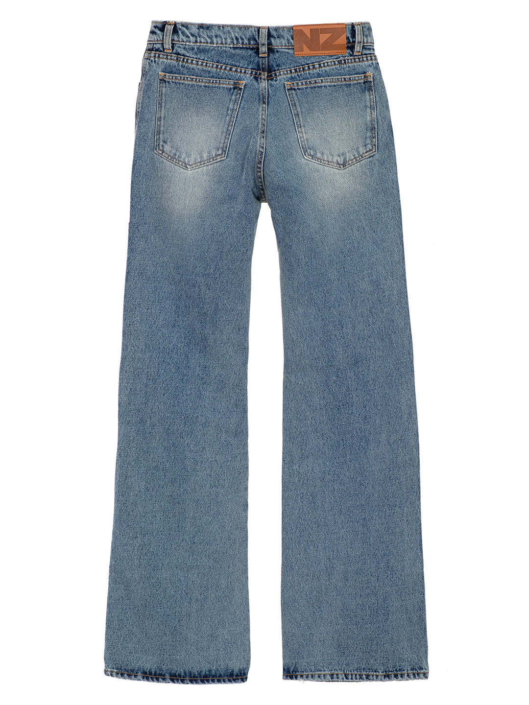 UNISEX DISTRESSED KNEES FLARED JEANS