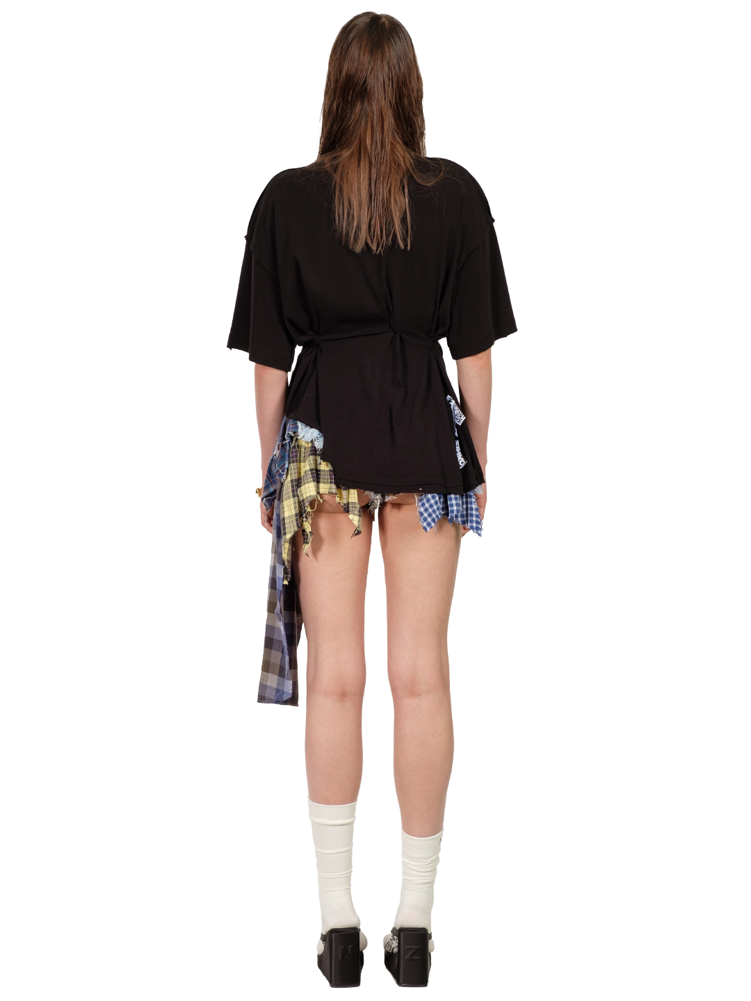 RHINESTONES EMBELLISHED DRAPED COTTON T-SHIRT
