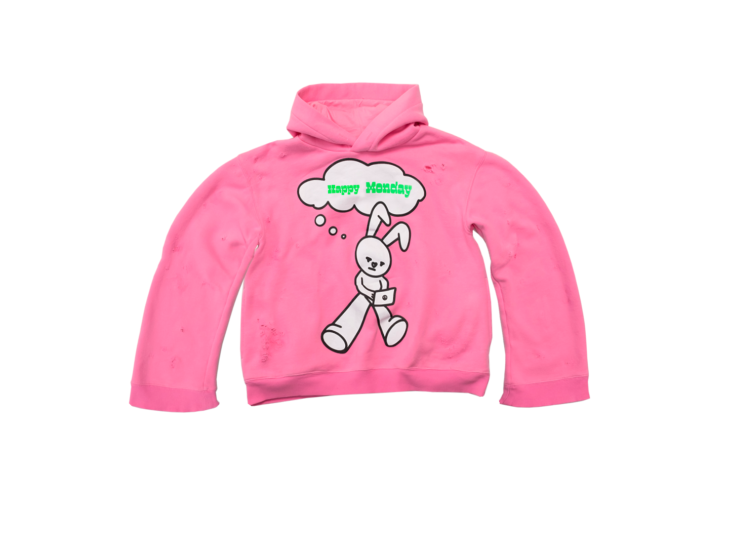Distressed 'Happy Monday' Hoodie