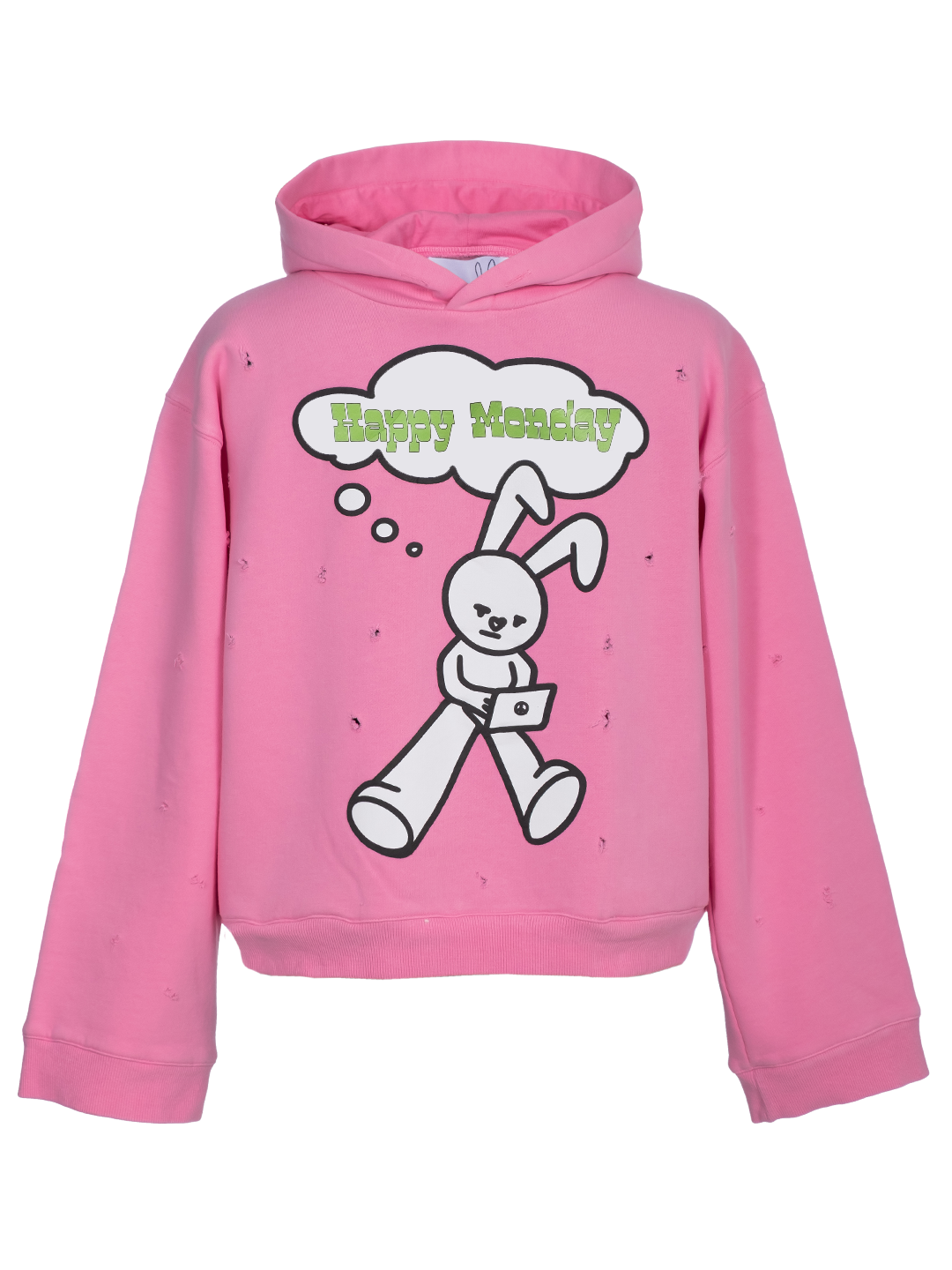 Distressed 'Happy Monday' Hoodie
