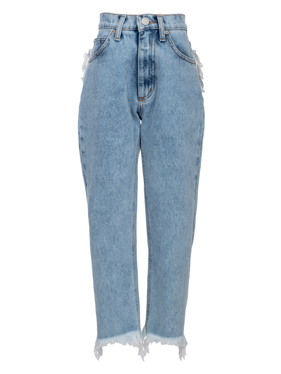 Heart Pockets Wide-leg Washed Jeans