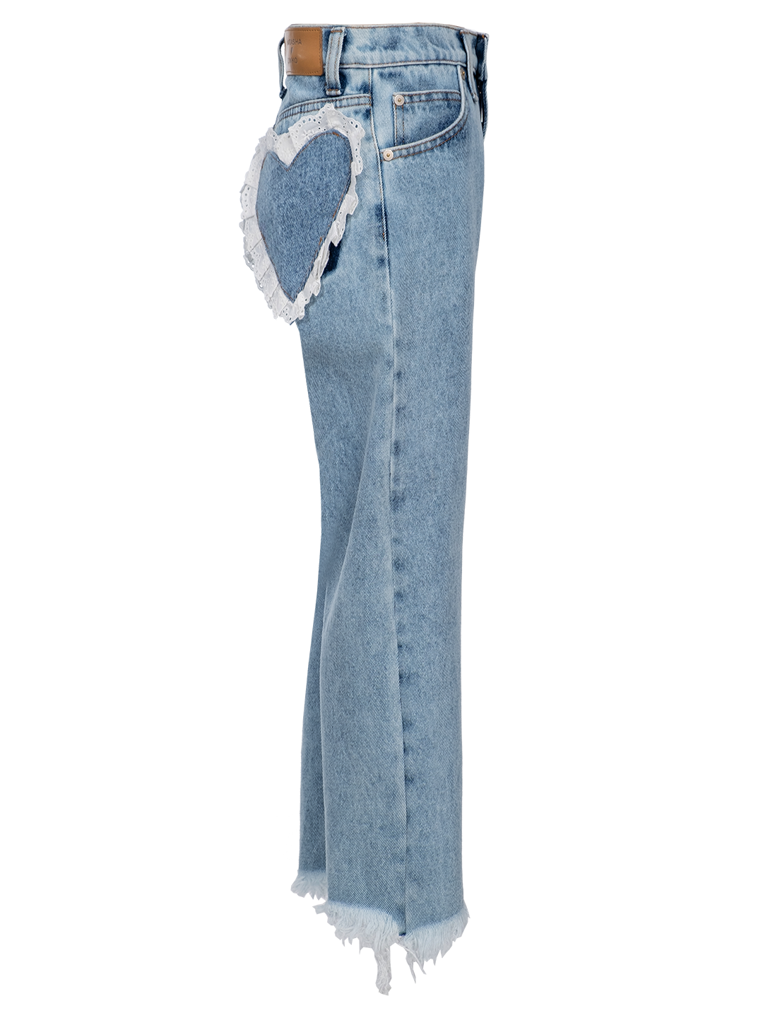 Heart Pockets Wide-leg Washed Jeans