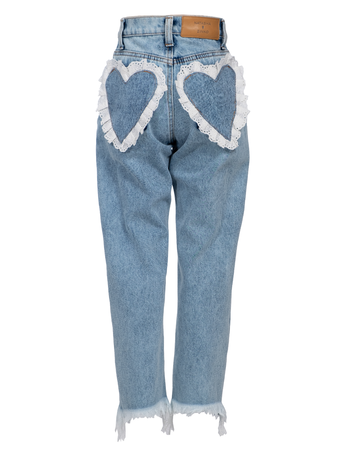 Heart Pockets Wide-leg Washed Jeans