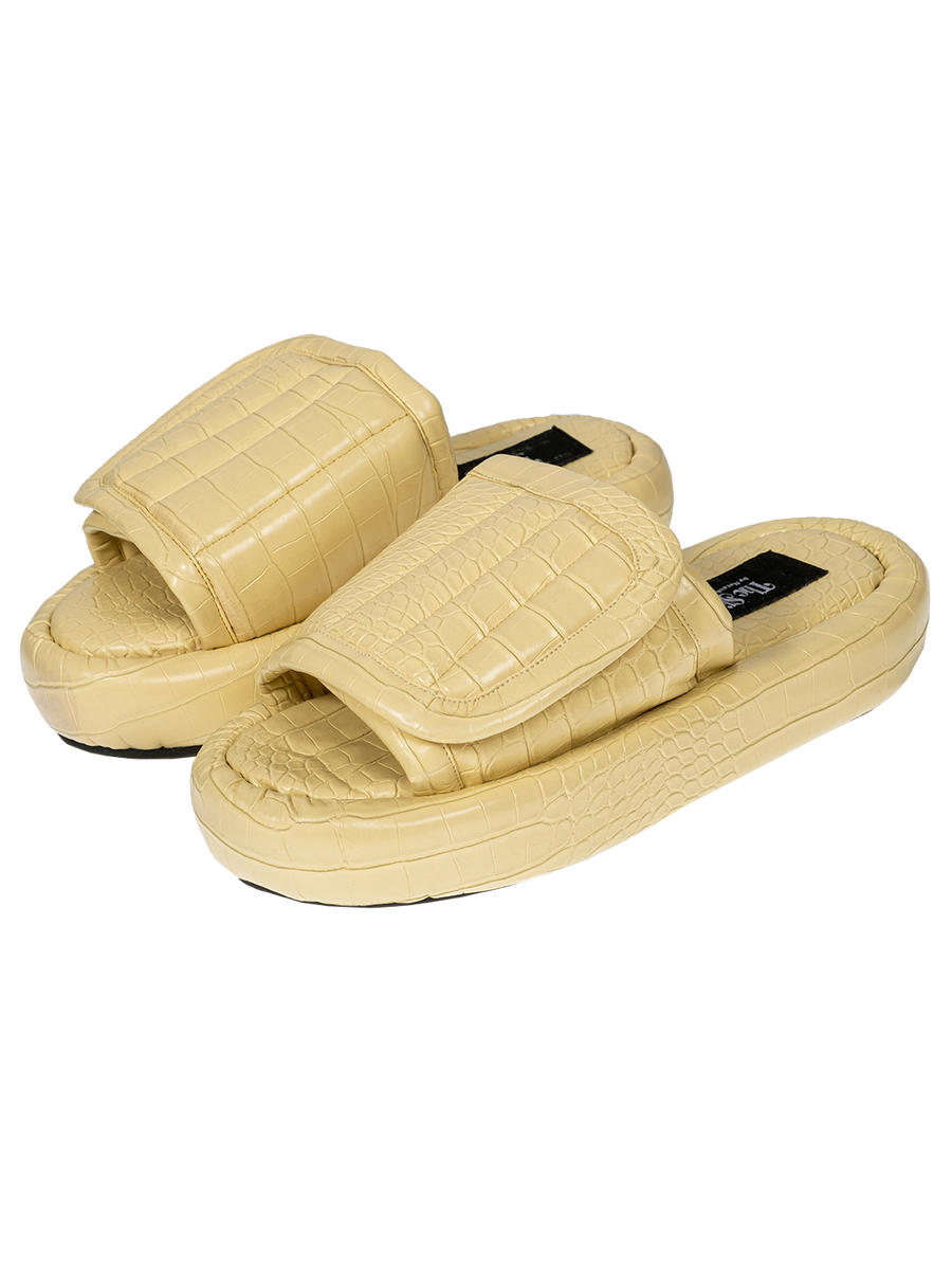 The Faux Leather Slides. NATASHA ZINKO