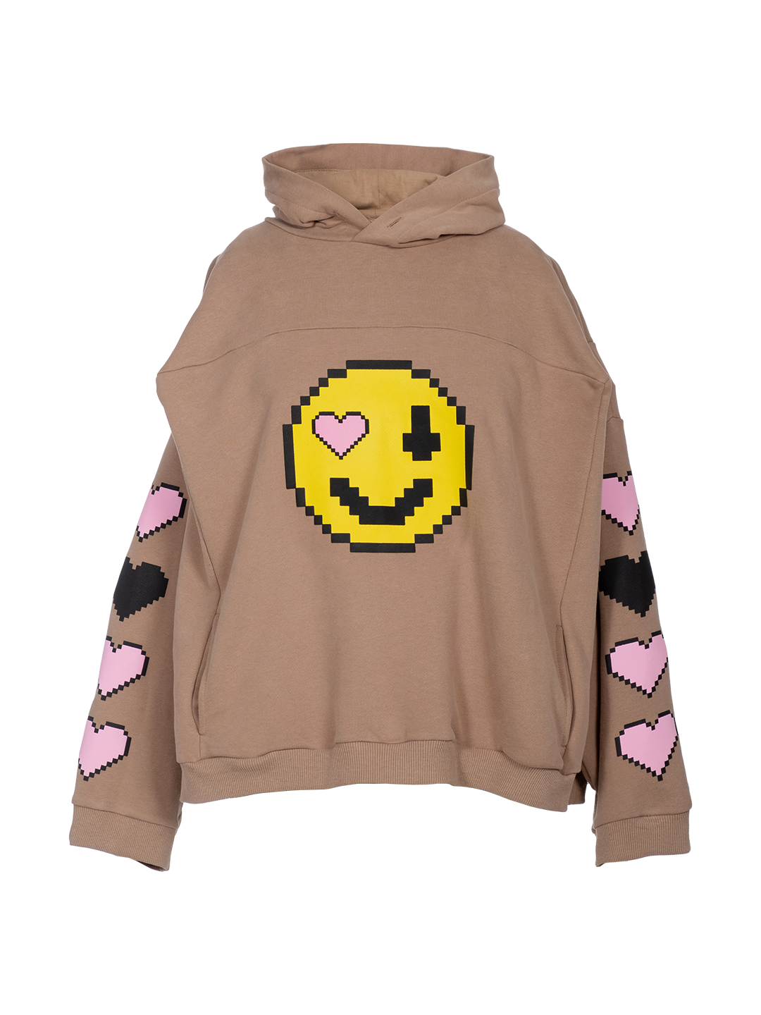 Pixel-print Smiley Box Hoodie
