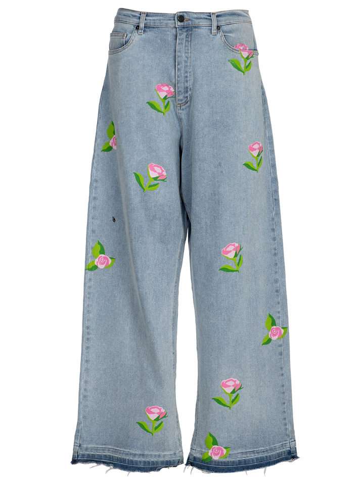 natasha zinko Roses Wide Leg Jeans Top Sale | Clothing