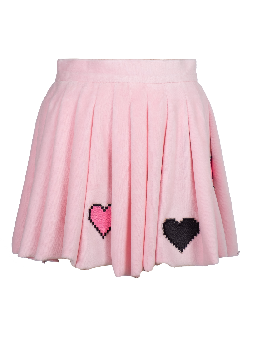 Pixel Heart Velour Pleated Skirt