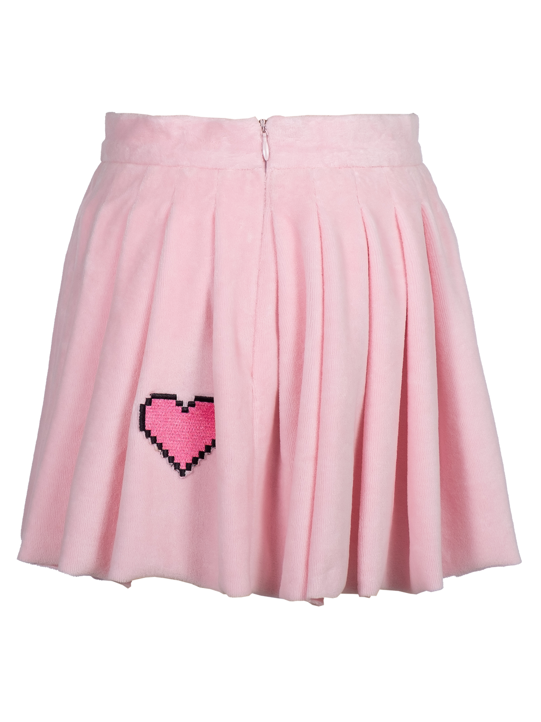 Pixel Heart Velour Pleated Skirt
