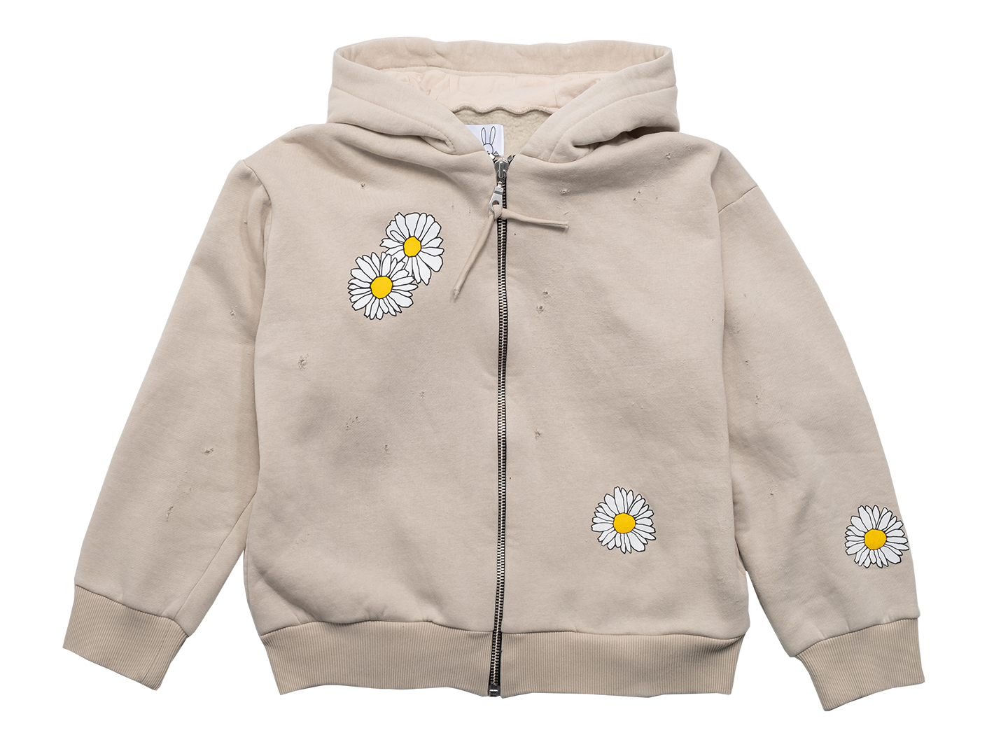 Daisy-print Zipped Sweatshirt With Bunny Hoodie