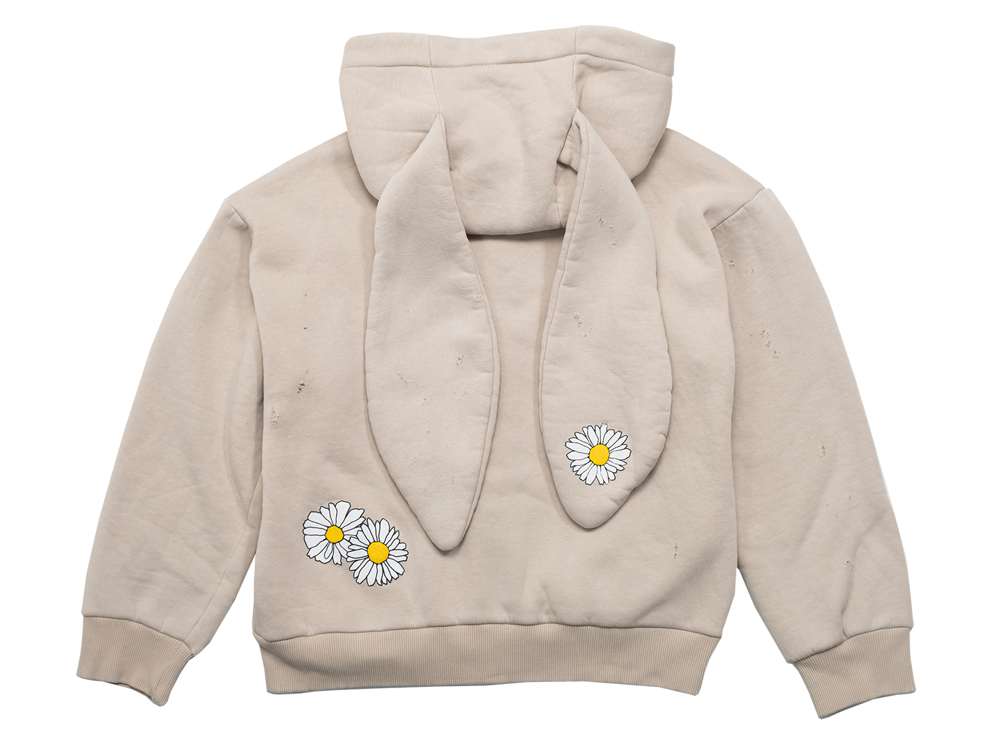 Daisy-print Zipped Sweatshirt With Bunny Hoodie