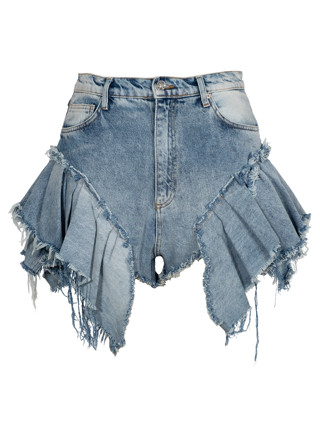Ruffled denim deals shorts