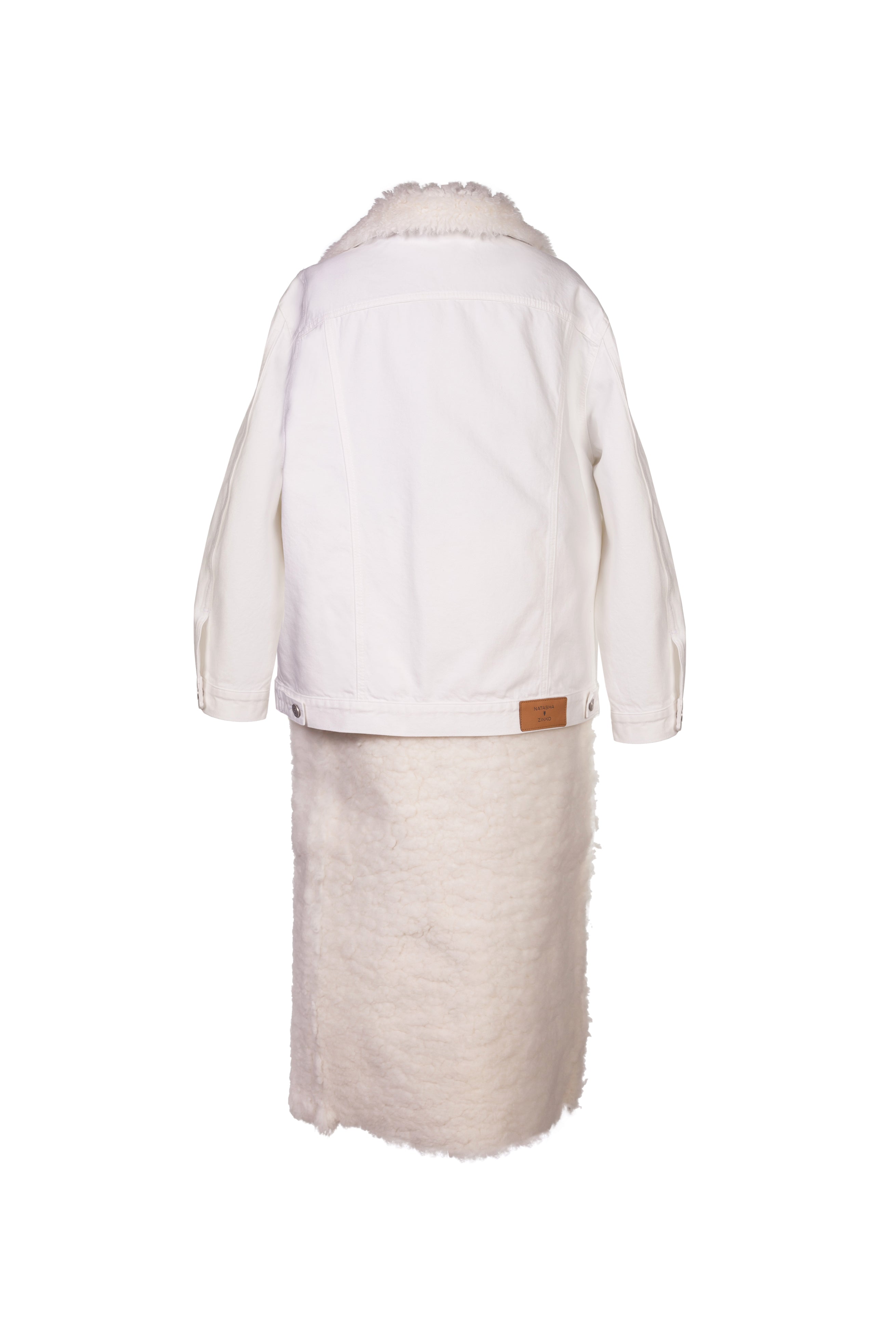 White Denim/Shearling Oversized Jacket