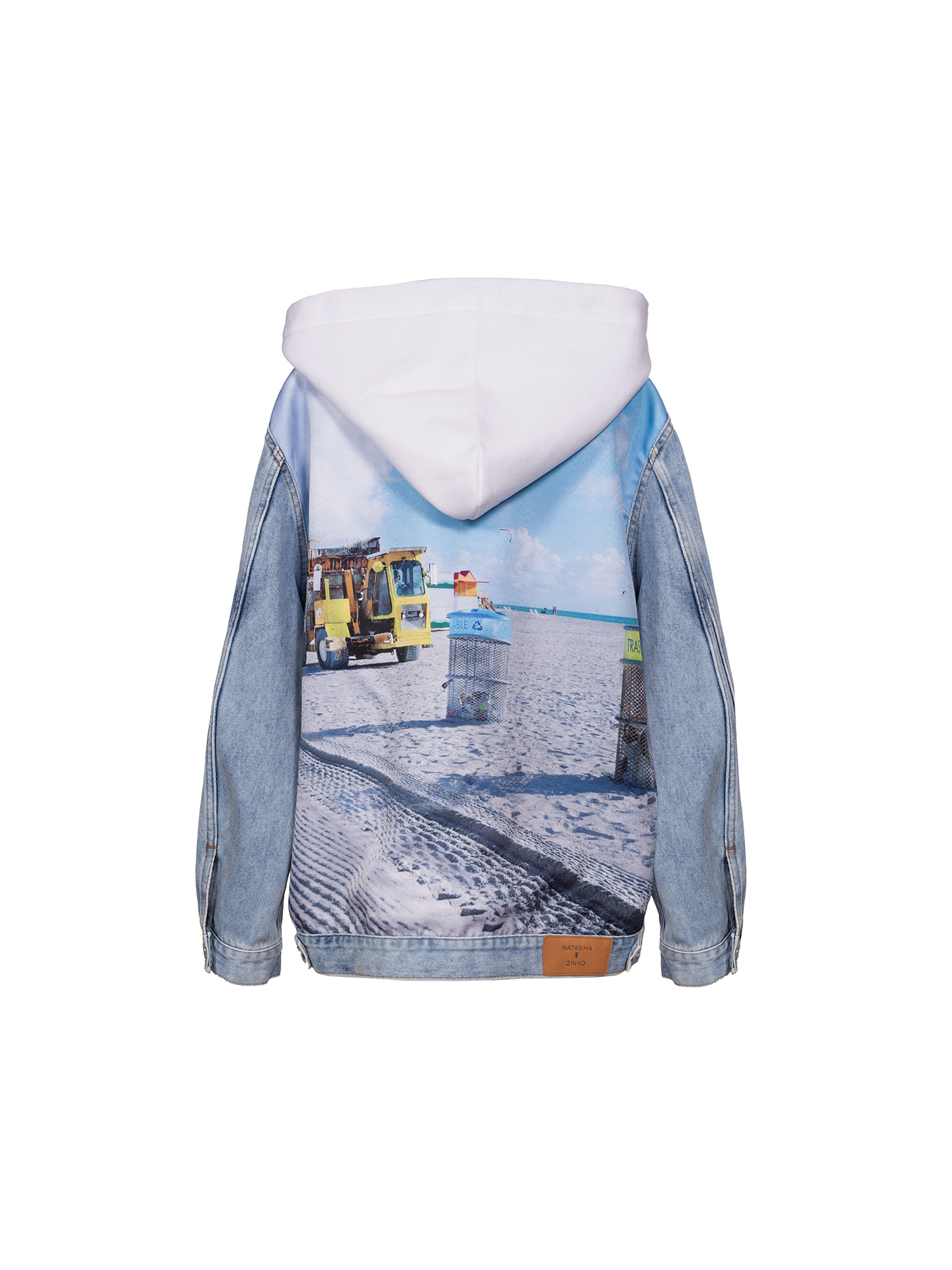 Hooded Trash Print On Back Jacket