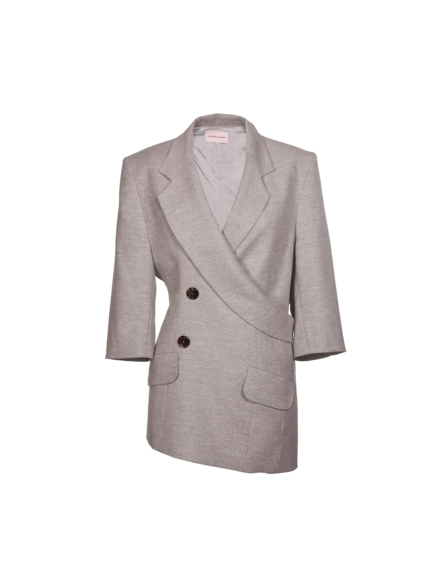 Grey Jacket Wrap Around 3/4 Sleeve