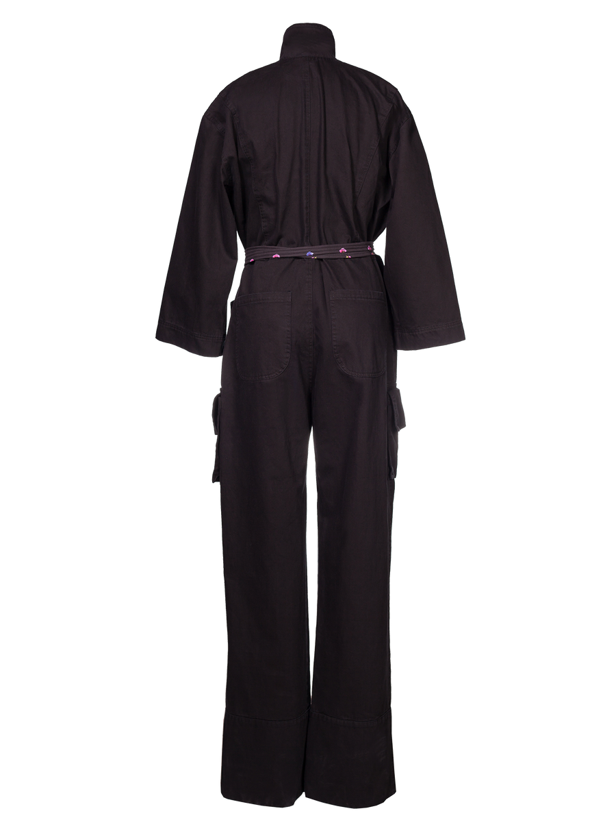 Jumpsuit With Embroidery And Belt Black – NATASHA ZINKO