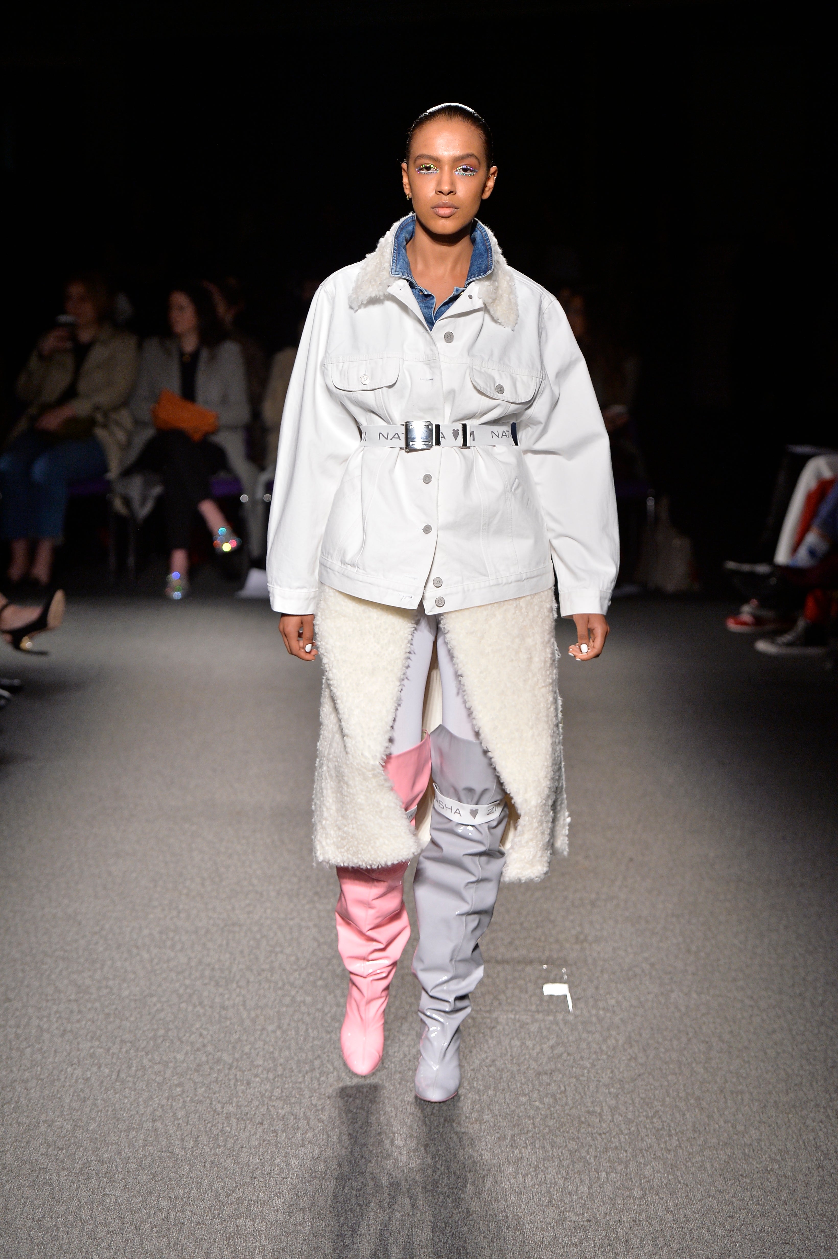 White Denim/Shearling Oversized Jacket