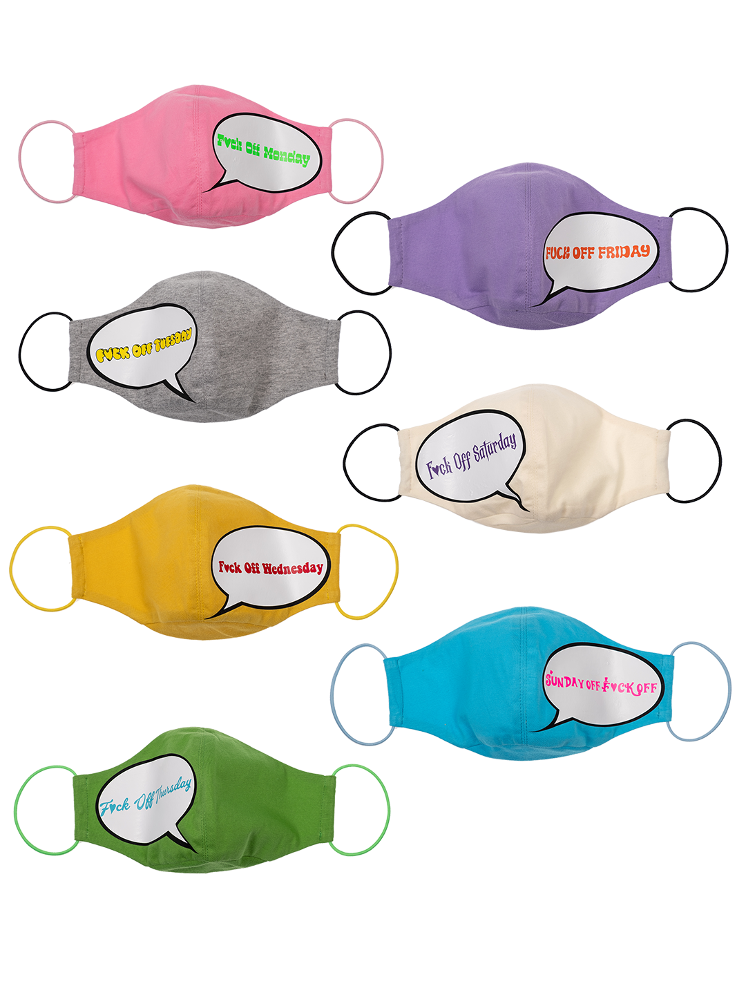 'F*ck Off' Face Masks' Set /7 pcs/